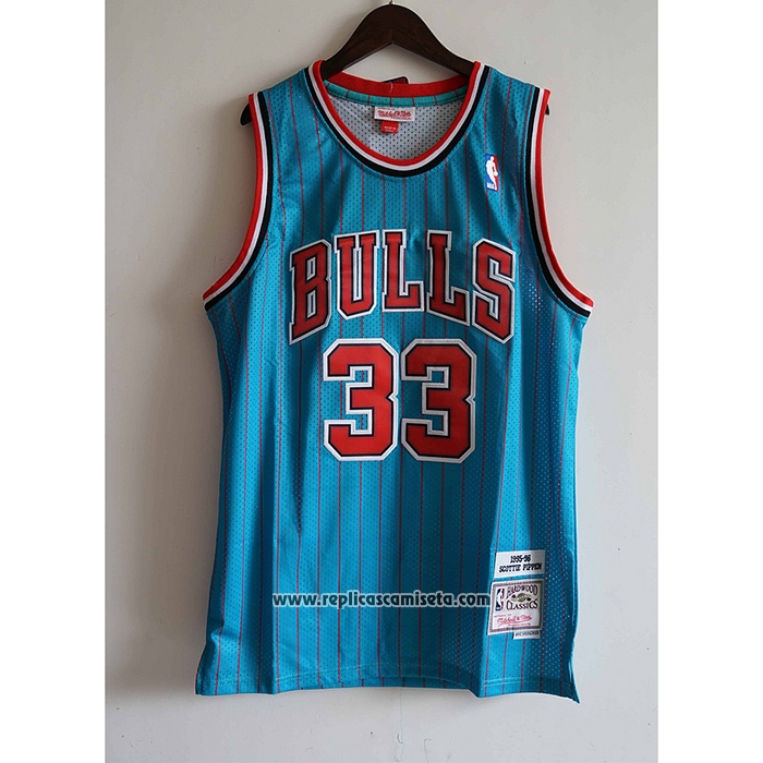 Camiseta Chicago Bulls Scottie Pippen #33 Mitchell & Ness 1995-96 Azul